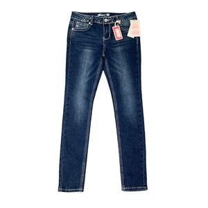 Seven7 Skinny Jeans Girls 14 Blue Denim Stretch Cotton Blend Sequin Waistband